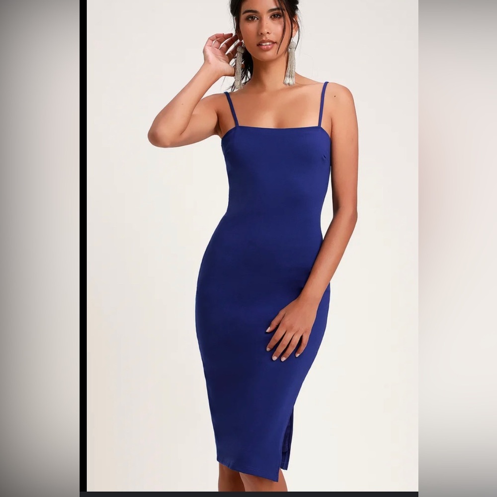 Lulus Cobalt Blue Bodycon Midi Dress